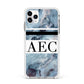 Personalised Initials Marble 9 Apple iPhone 11 Pro Max in Silver with White Impact Case