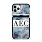 Personalised Initials Marble 9 Apple iPhone 11 Pro in Silver with Black Impact Case