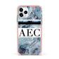Personalised Initials Marble 9 Apple iPhone 11 Pro in Silver with Pink Impact Case