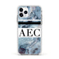 Personalised Initials Marble 9 Apple iPhone 11 Pro in Silver with White Impact Case