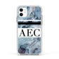 Personalised Initials Marble 9 Apple iPhone 11 in White with White Impact Case