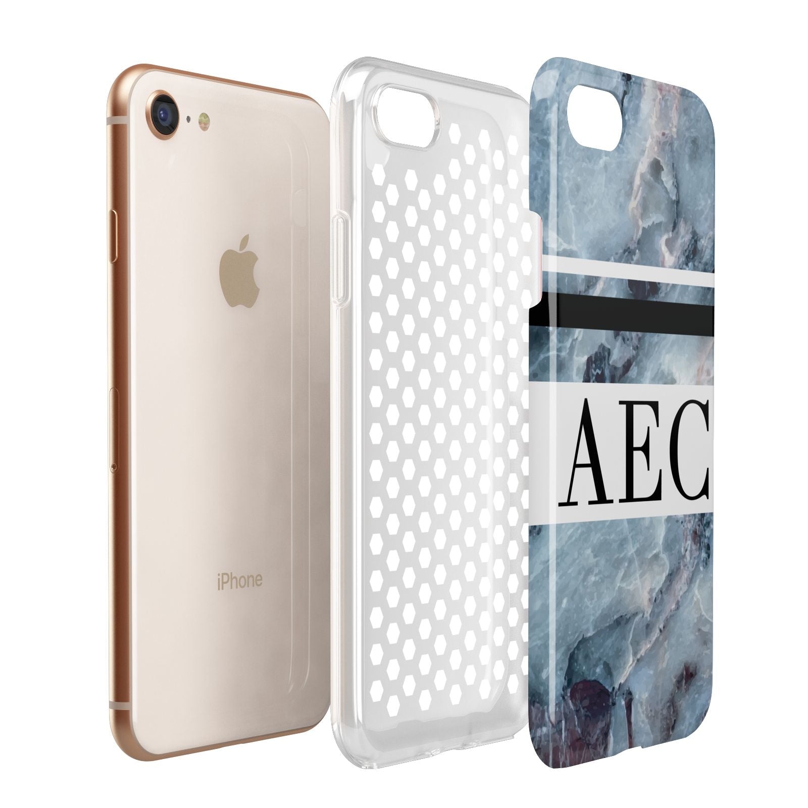 Personalised Initials Marble 9 Apple iPhone 7 8 3D Tough Case Expanded View