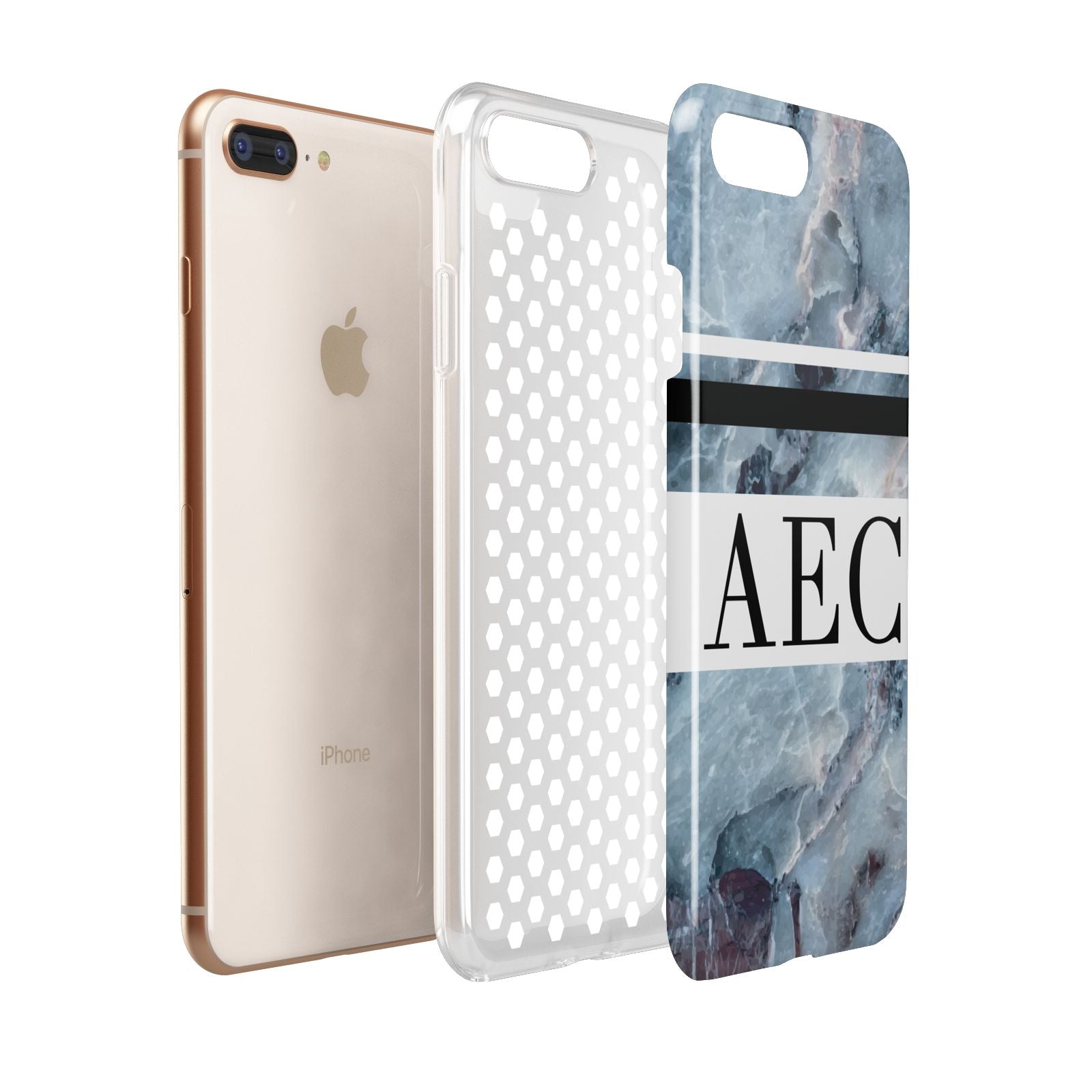Personalised Initials Marble 9 Apple iPhone 7 8 Plus 3D Tough Case Expanded View