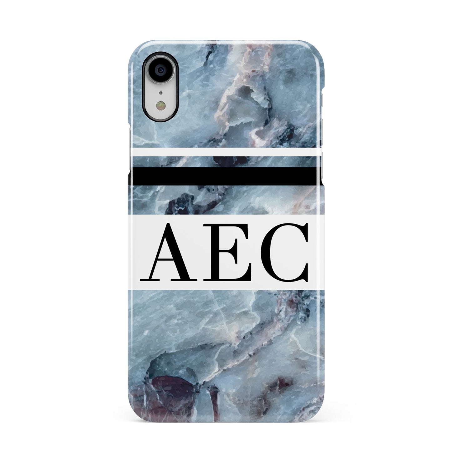 Personalised Initials Marble 9 Apple iPhone XR White 3D Snap Case