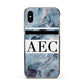 Personalised Initials Marble 9 Apple iPhone Xs Impact Case Black Edge on Gold Phone