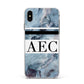 Personalised Initials Marble 9 Apple iPhone Xs Max Impact Case White Edge on Black Phone