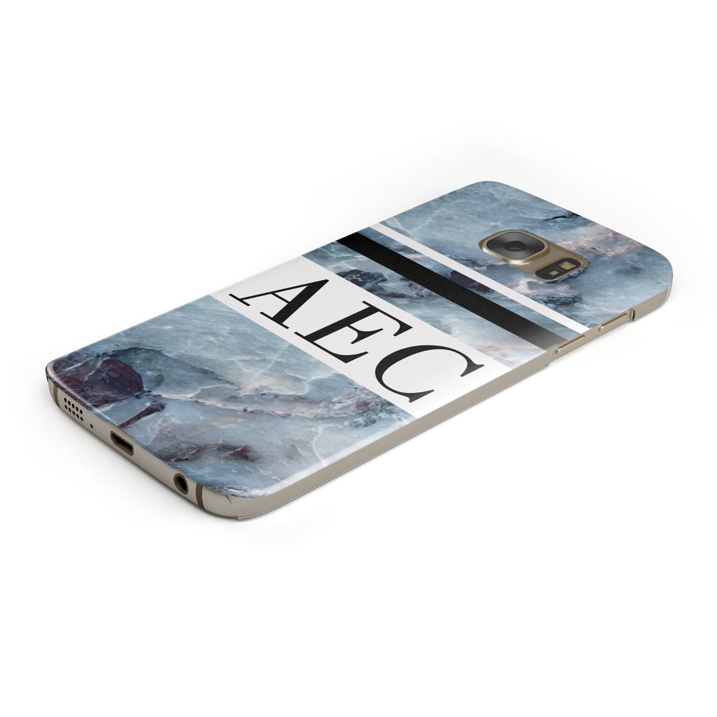 Personalised Initials Marble 9 Protective Samsung Galaxy Case Angled Image