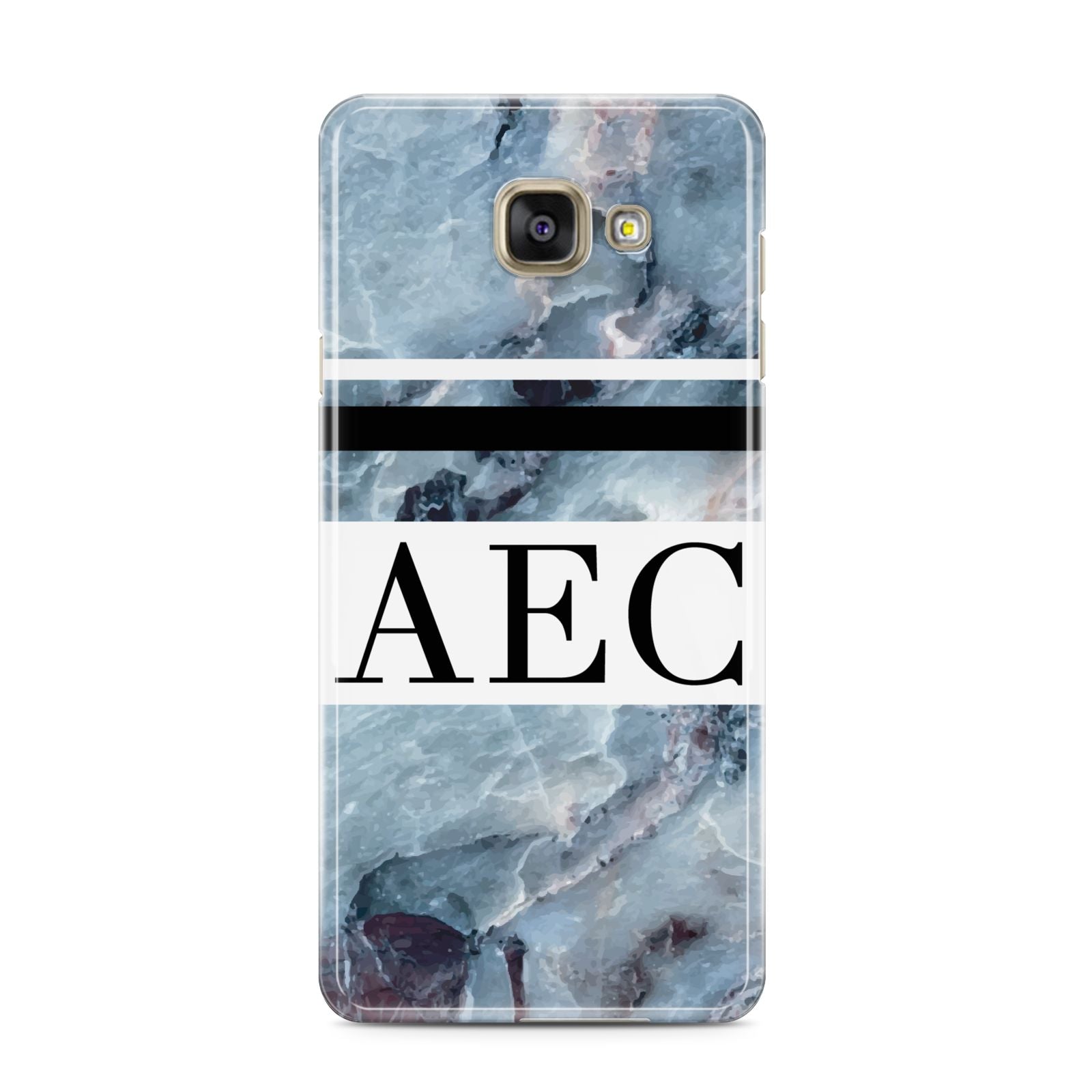 Personalised Initials Marble 9 Samsung Galaxy A3 2016 Case on gold phone