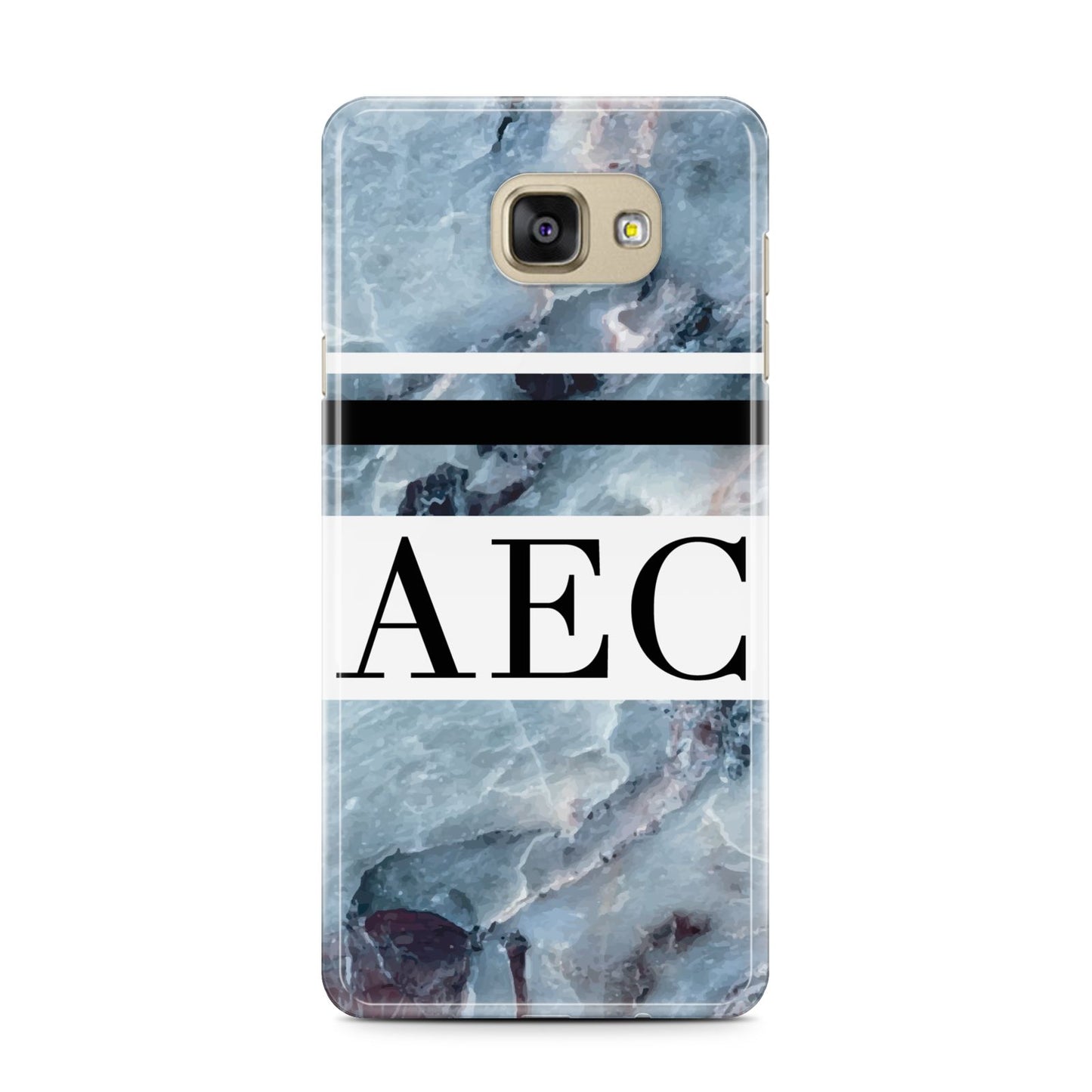 Personalised Initials Marble 9 Samsung Galaxy A7 2016 Case on gold phone