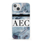 Personalised Initials Marble 9 iPhone 13 Clear Bumper Case