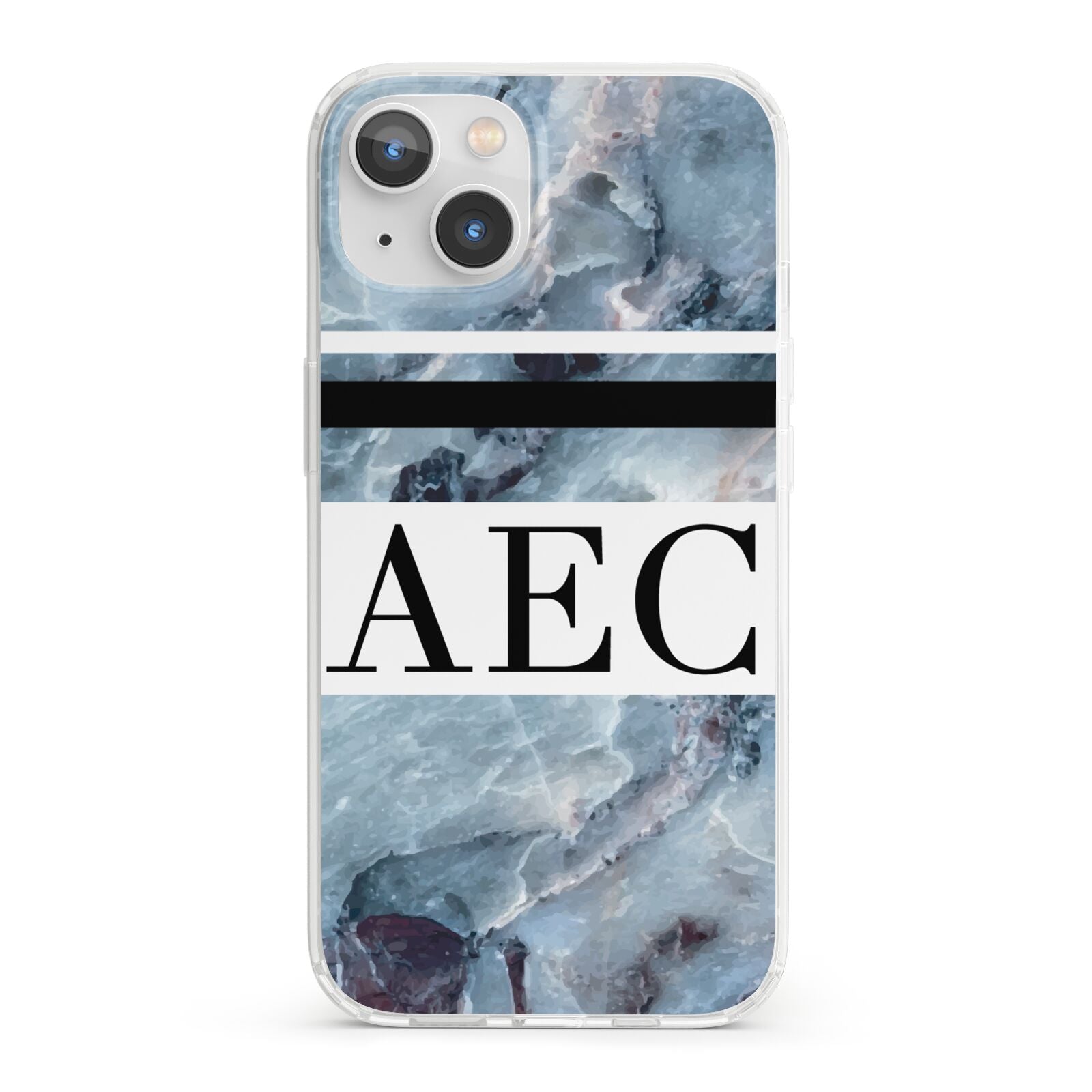 Personalised Initials Marble 9 iPhone 13 Clear Bumper Case