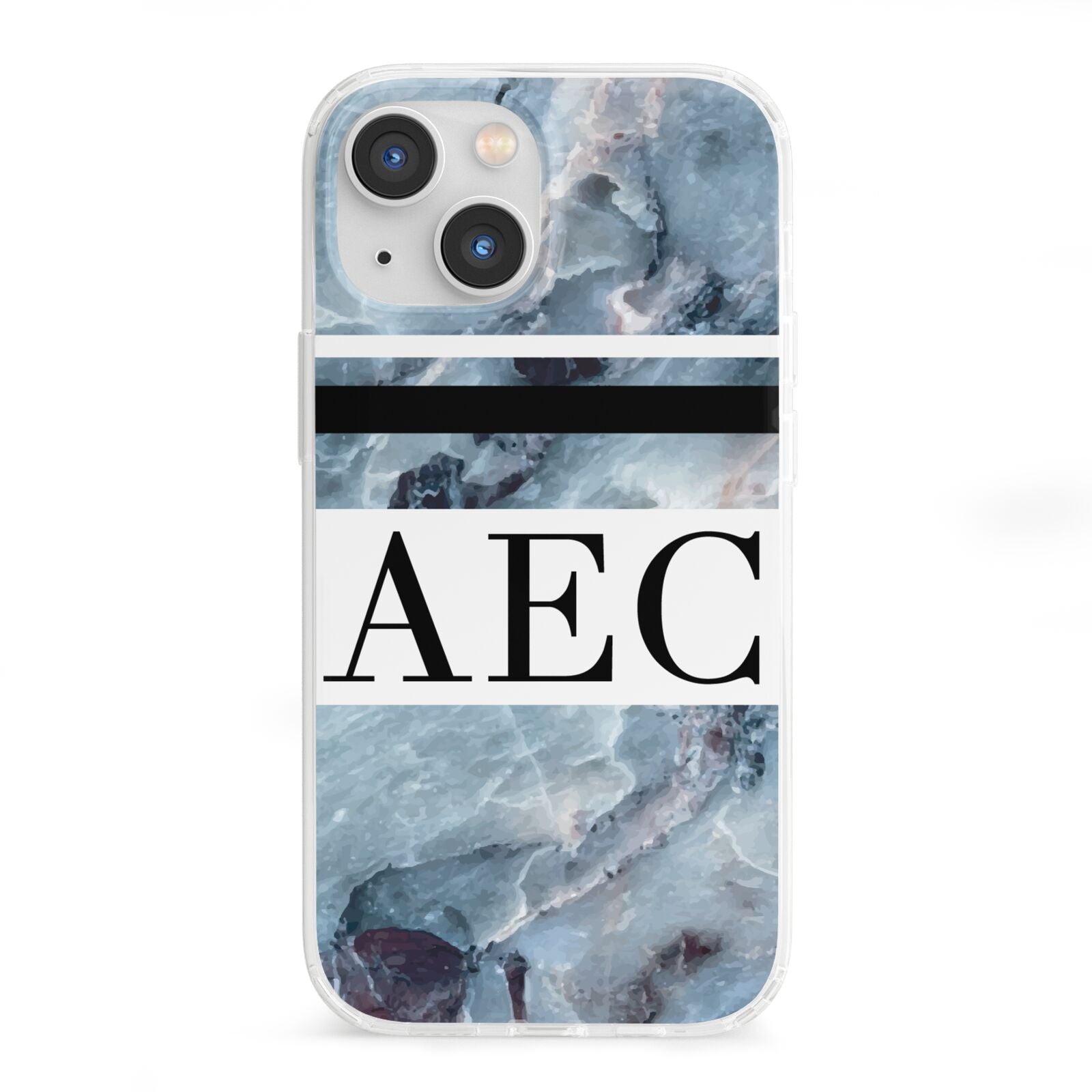 Personalised Initials Marble 9 iPhone 13 Mini Clear Bumper Case