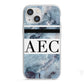 Personalised Initials Marble 9 iPhone 13 Mini TPU Impact Case with White Edges