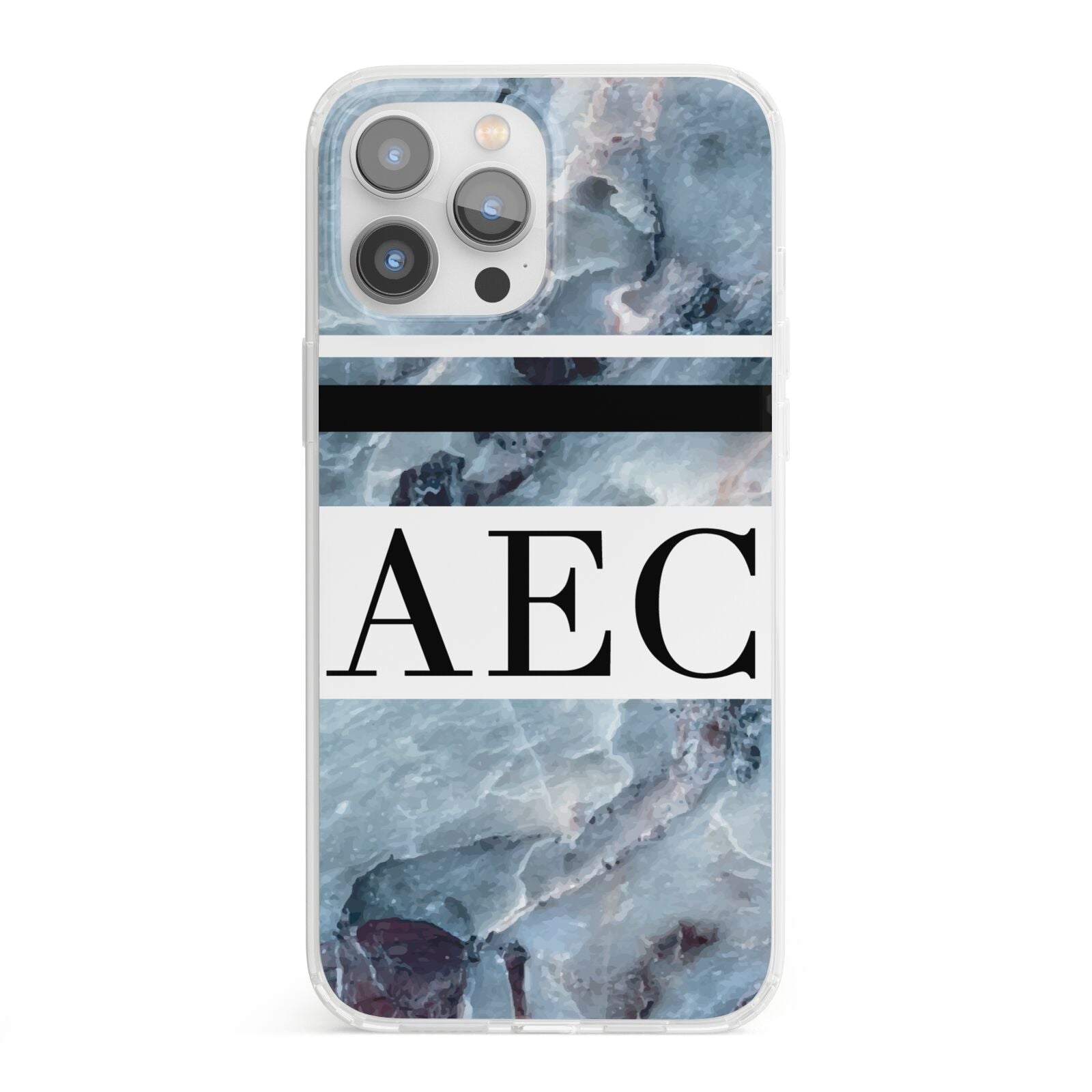 Personalised Initials Marble 9 iPhone 13 Pro Max Clear Bumper Case