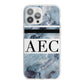 Personalised Initials Marble 9 iPhone 13 Pro Max TPU Impact Case with White Edges