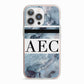 Personalised Initials Marble 9 iPhone 13 Pro TPU Impact Case with Pink Edges