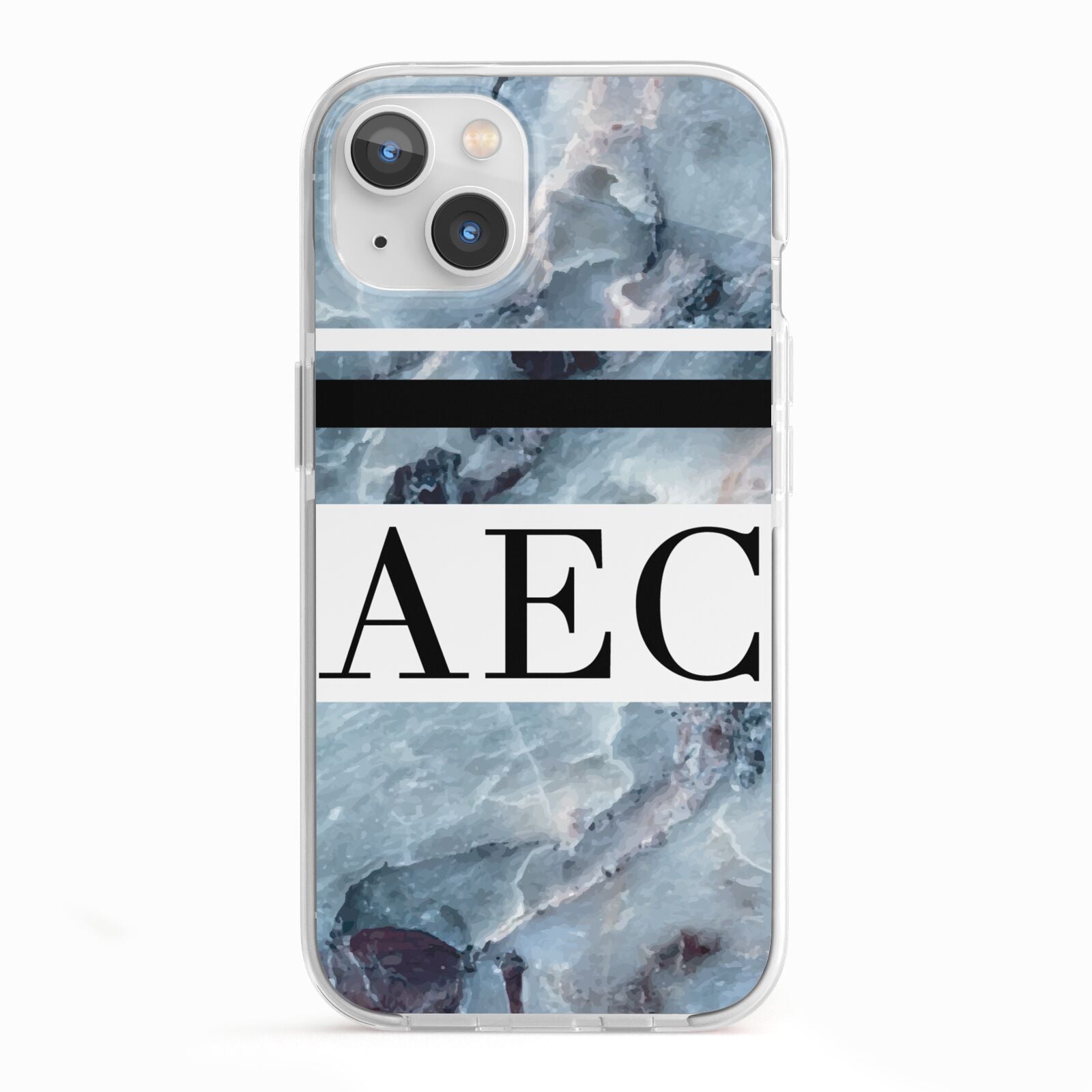Personalised Initials Marble 9 iPhone 13 TPU Impact Case with White Edges