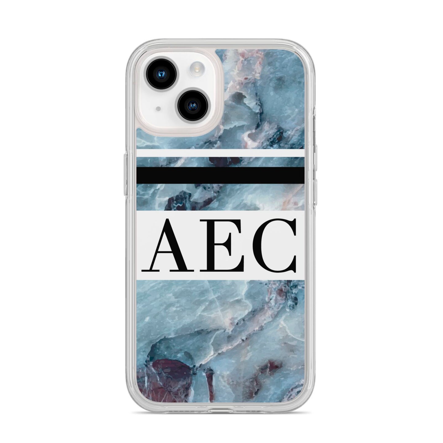Personalised Initials Marble 9 iPhone 14 Clear Tough Case Starlight