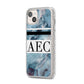 Personalised Initials Marble 9 iPhone 14 Plus Glitter Tough Case Starlight Angled Image