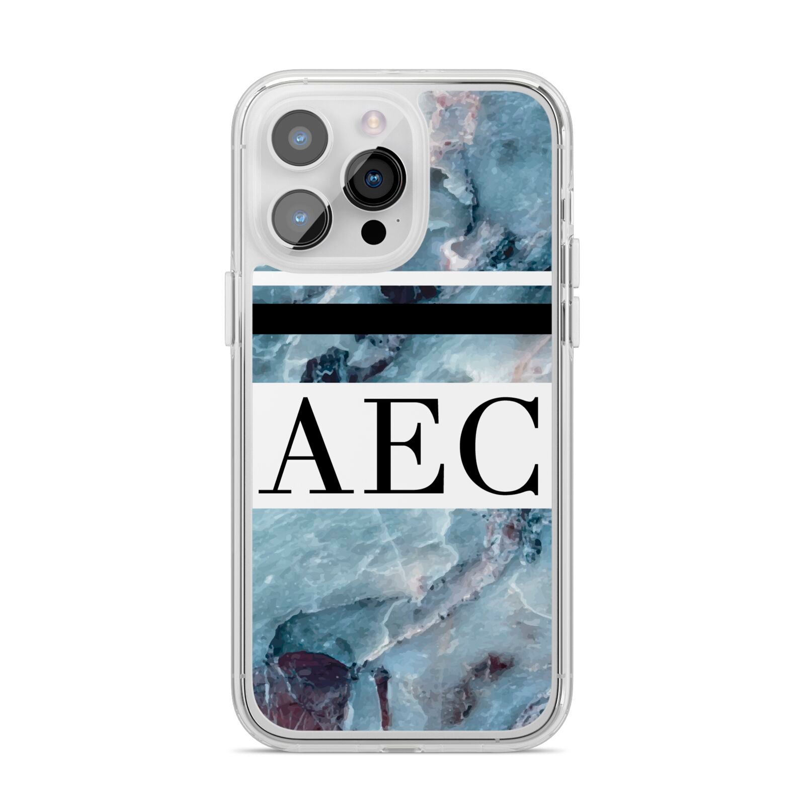 Personalised Initials Marble 9 iPhone 14 Pro Max Clear Tough Case Silver