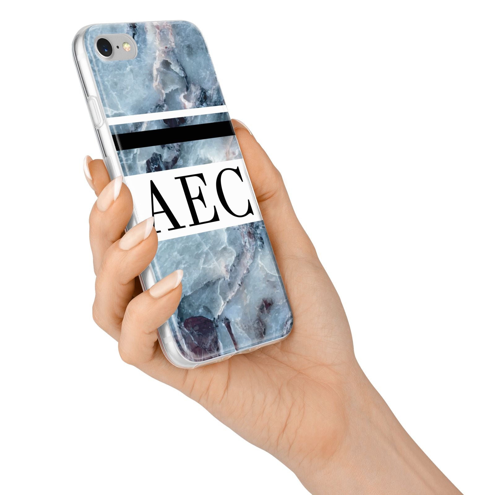 Personalised Initials Marble 9 iPhone 7 Bumper Case on Silver iPhone Alternative Image