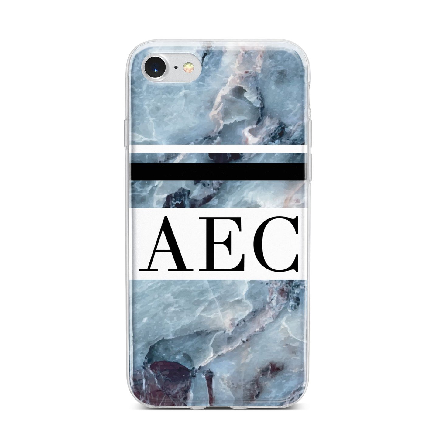 Personalised Initials Marble 9 iPhone 7 Bumper Case on Silver iPhone
