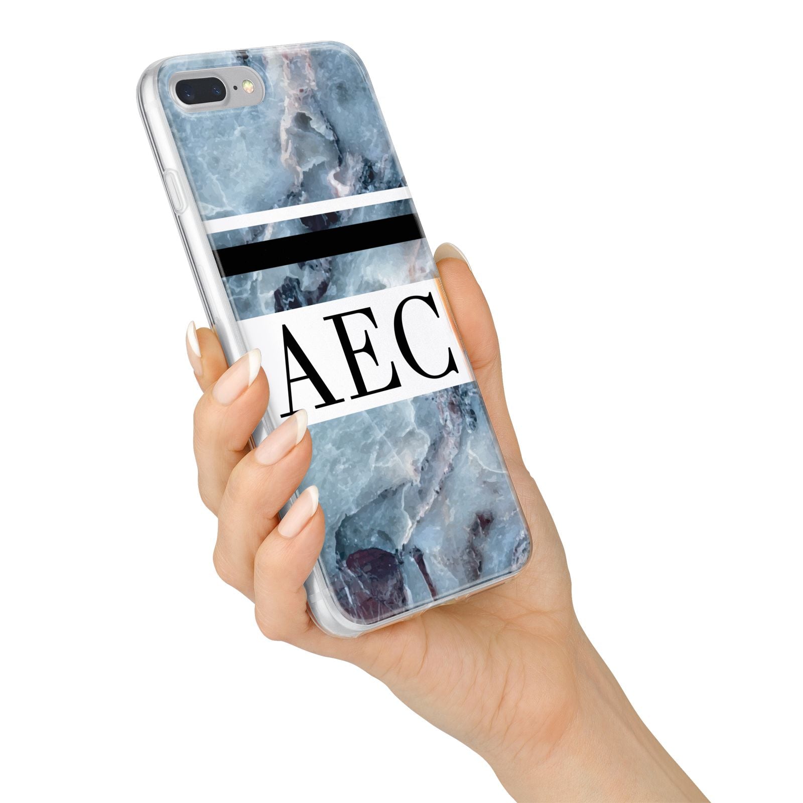 Personalised Initials Marble 9 iPhone 7 Plus Bumper Case on Silver iPhone Alternative Image