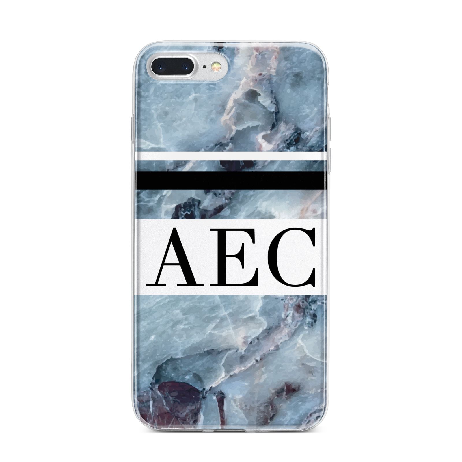 Personalised Initials Marble 9 iPhone 7 Plus Bumper Case on Silver iPhone