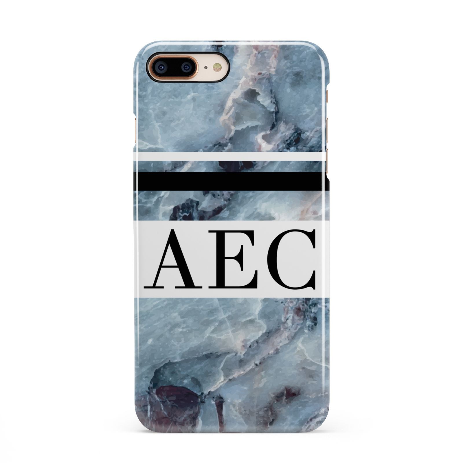 Personalised Initials Marble 9 iPhone 8 Plus 3D Snap Case on Gold Phone