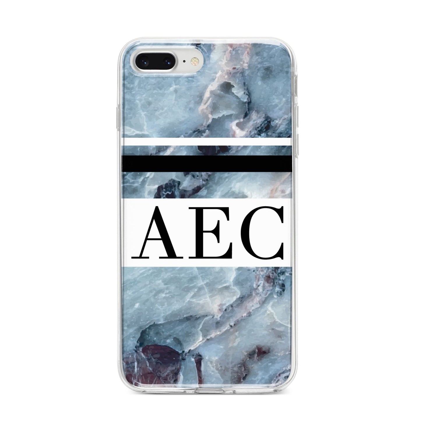 Personalised Initials Marble 9 iPhone 8 Plus Bumper Case on Silver iPhone