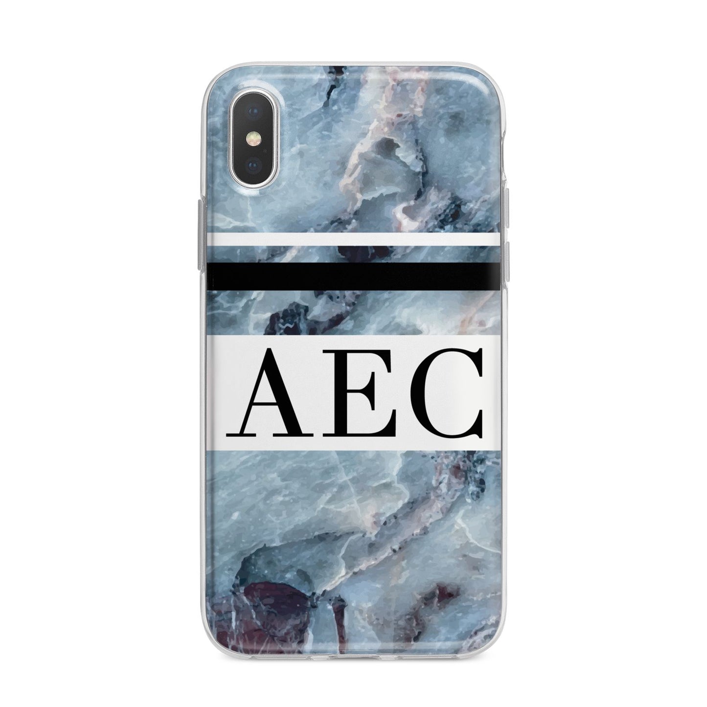 Personalised Initials Marble 9 iPhone X Bumper Case on Silver iPhone Alternative Image 1