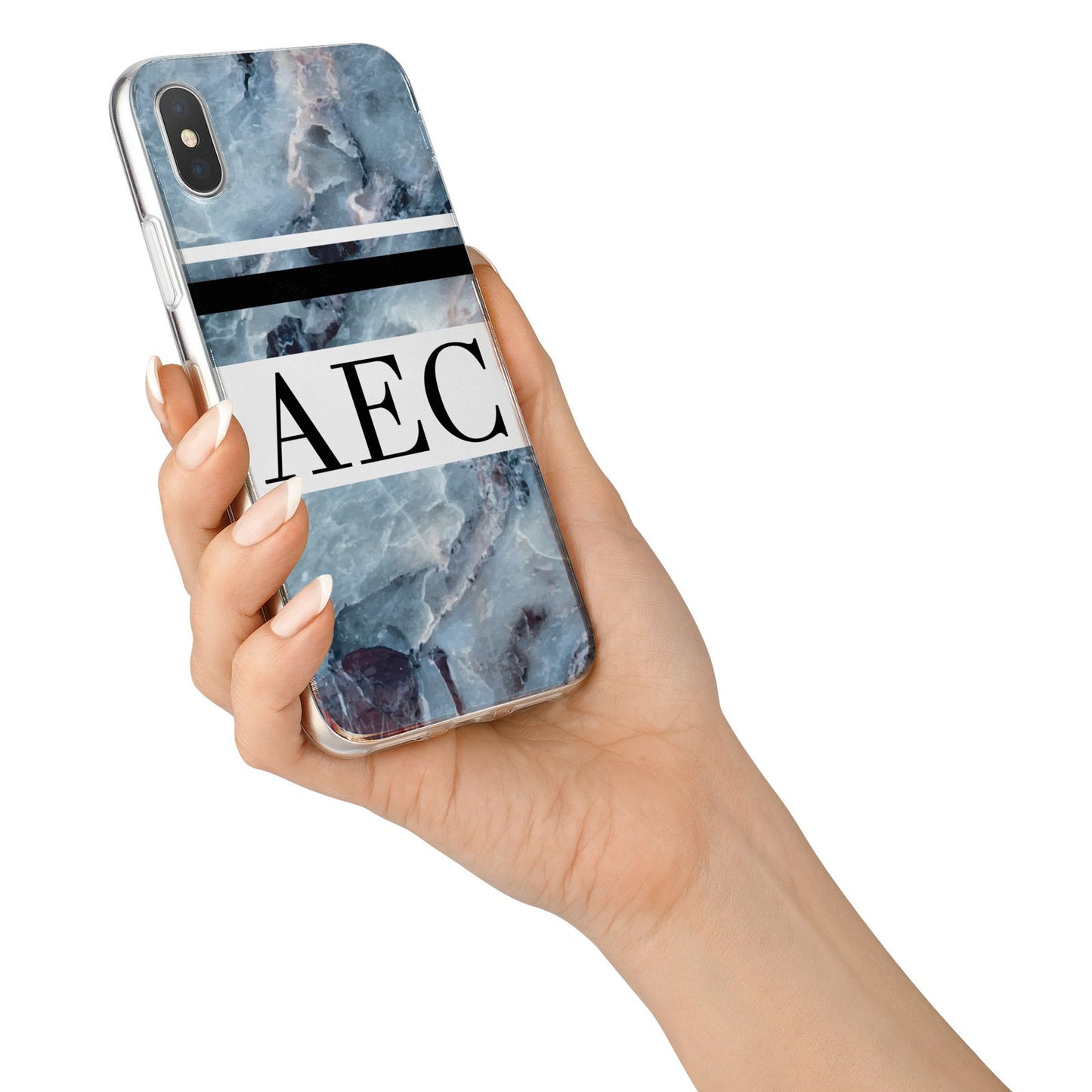 Personalised Initials Marble 9 iPhone X Bumper Case on Silver iPhone Alternative Image 2