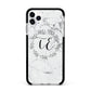 Personalised Initials Marble Apple iPhone 11 Pro Max in Silver with Black Impact Case