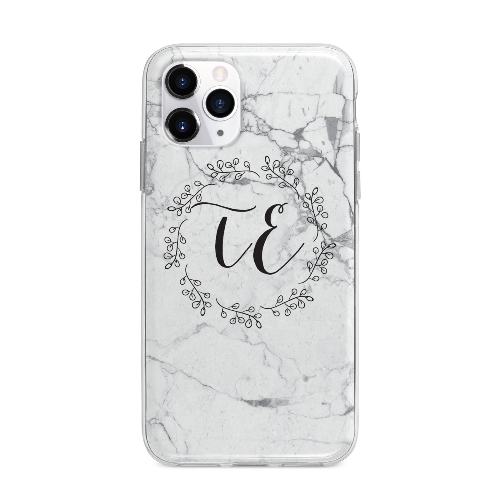 Personalised Initials Marble Apple iPhone 11 Pro in Silver with Bumper Case