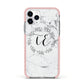 Personalised Initials Marble Apple iPhone 11 Pro in Silver with Pink Impact Case