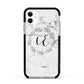 Personalised Initials Marble Apple iPhone 11 in White with Black Impact Case