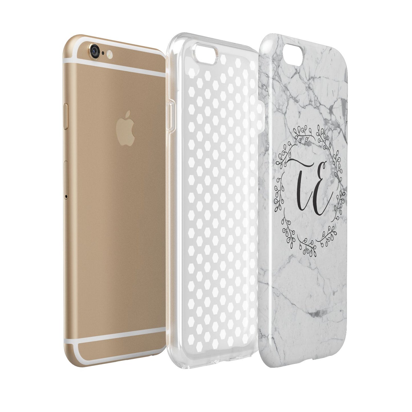 Personalised Initials Marble Apple iPhone 6 3D Tough Case Expanded view