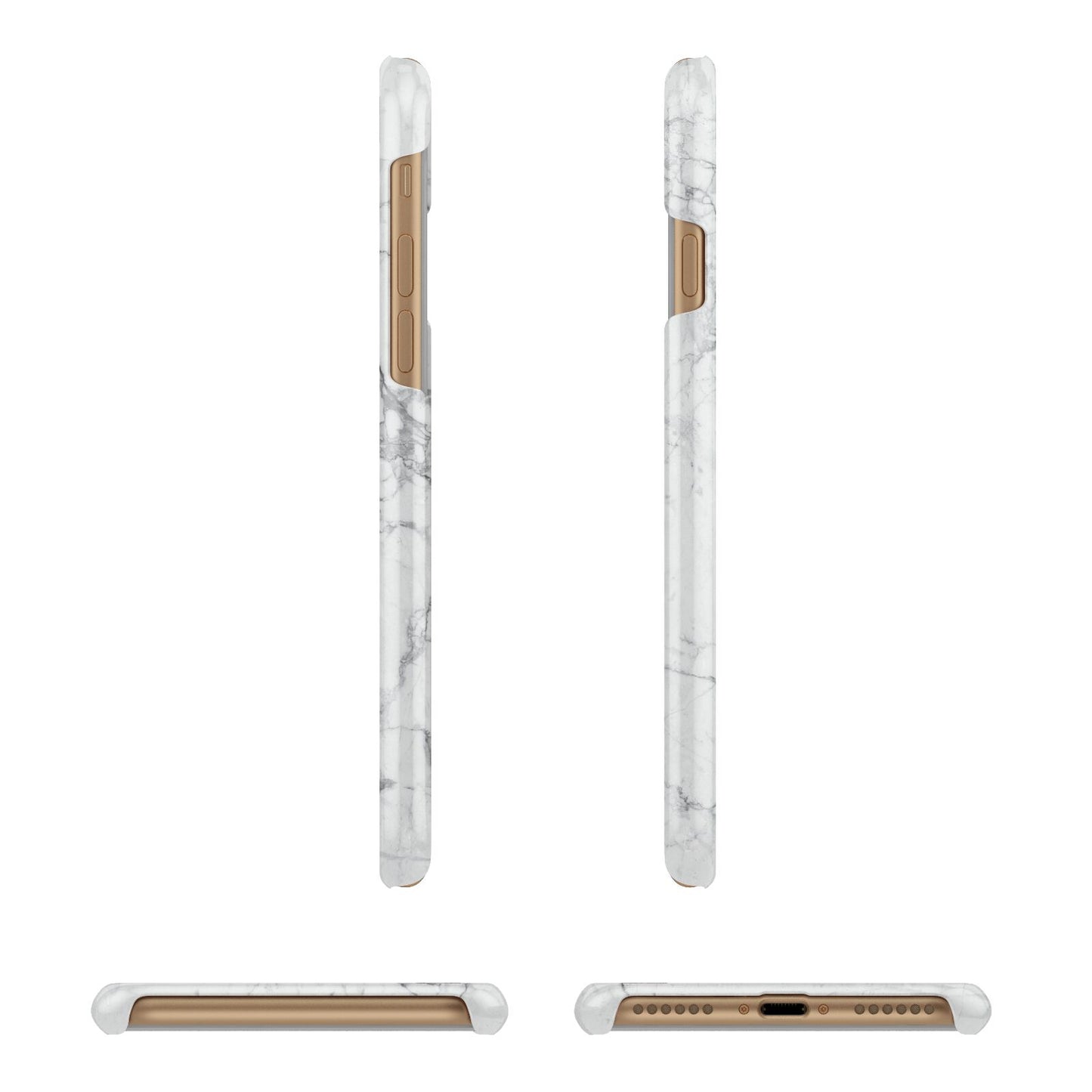 Personalised Initials Marble Apple iPhone 7 8 3D Wrap Snap Case Angled Images