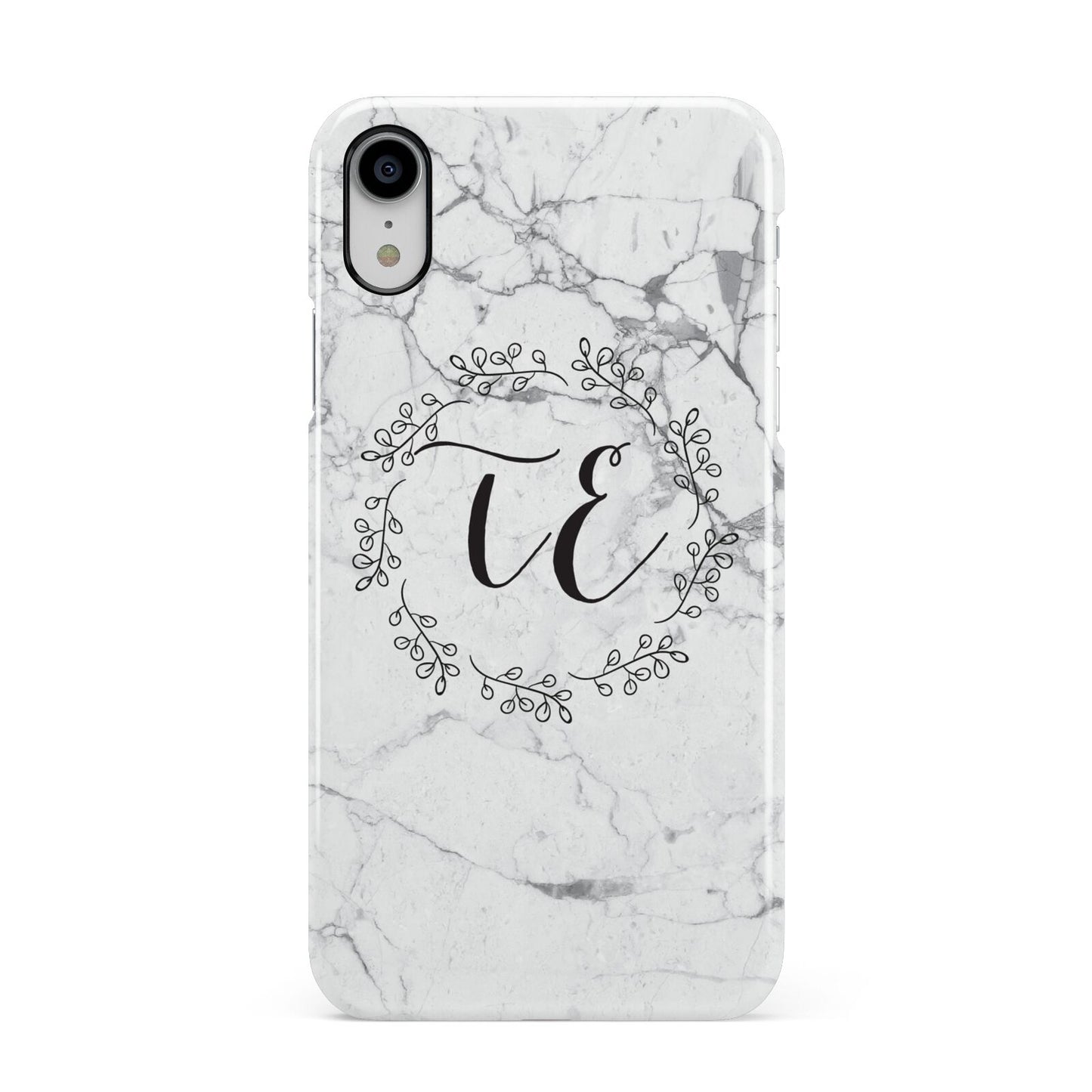 Personalised Initials Marble Apple iPhone XR White 3D Snap Case