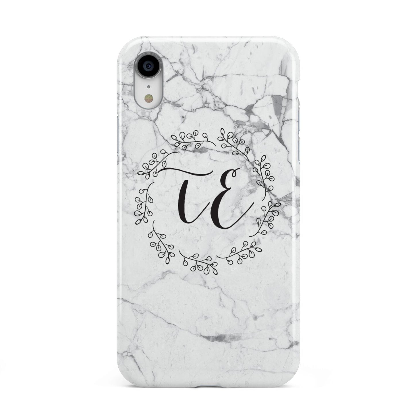 Personalised Initials Marble Apple iPhone XR White 3D Tough Case