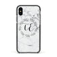 Personalised Initials Marble Apple iPhone Xs Impact Case Black Edge on Black Phone