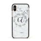 Personalised Initials Marble Apple iPhone Xs Impact Case Black Edge on Gold Phone