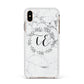 Personalised Initials Marble Apple iPhone Xs Max Impact Case White Edge on Gold Phone