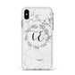 Personalised Initials Marble Apple iPhone Xs Max Impact Case White Edge on Silver Phone