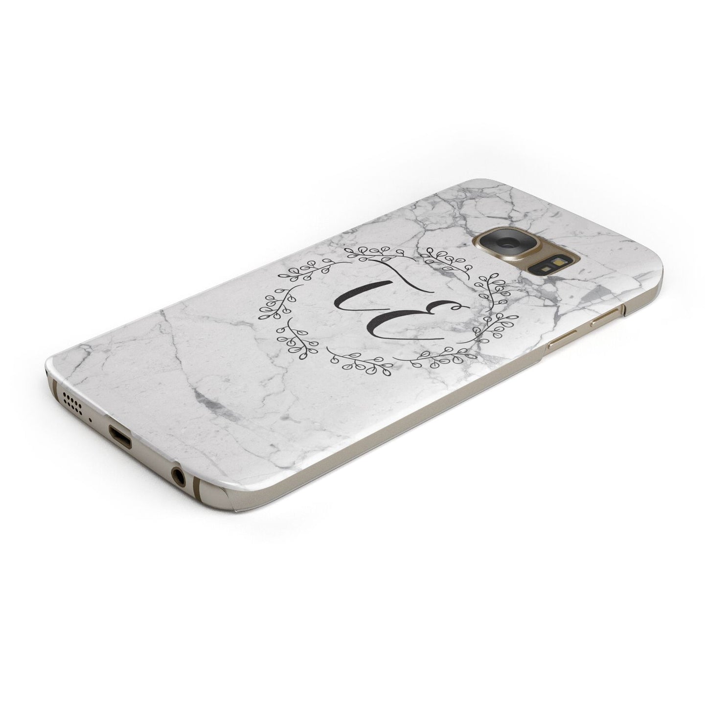 Personalised Initials Marble Protective Samsung Galaxy Case Angled Image
