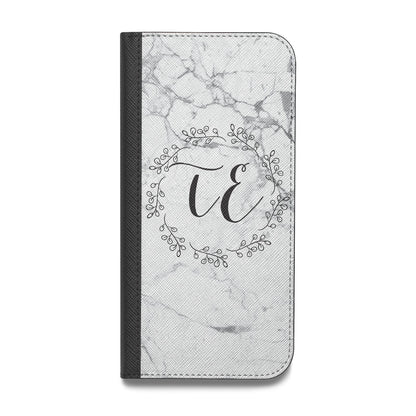 Personalised Initials Marble Vegan Leather Flip iPhone Case
