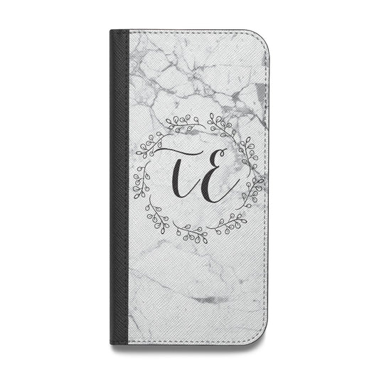 Personalised Initials Marble Vegan Leather Flip iPhone Case