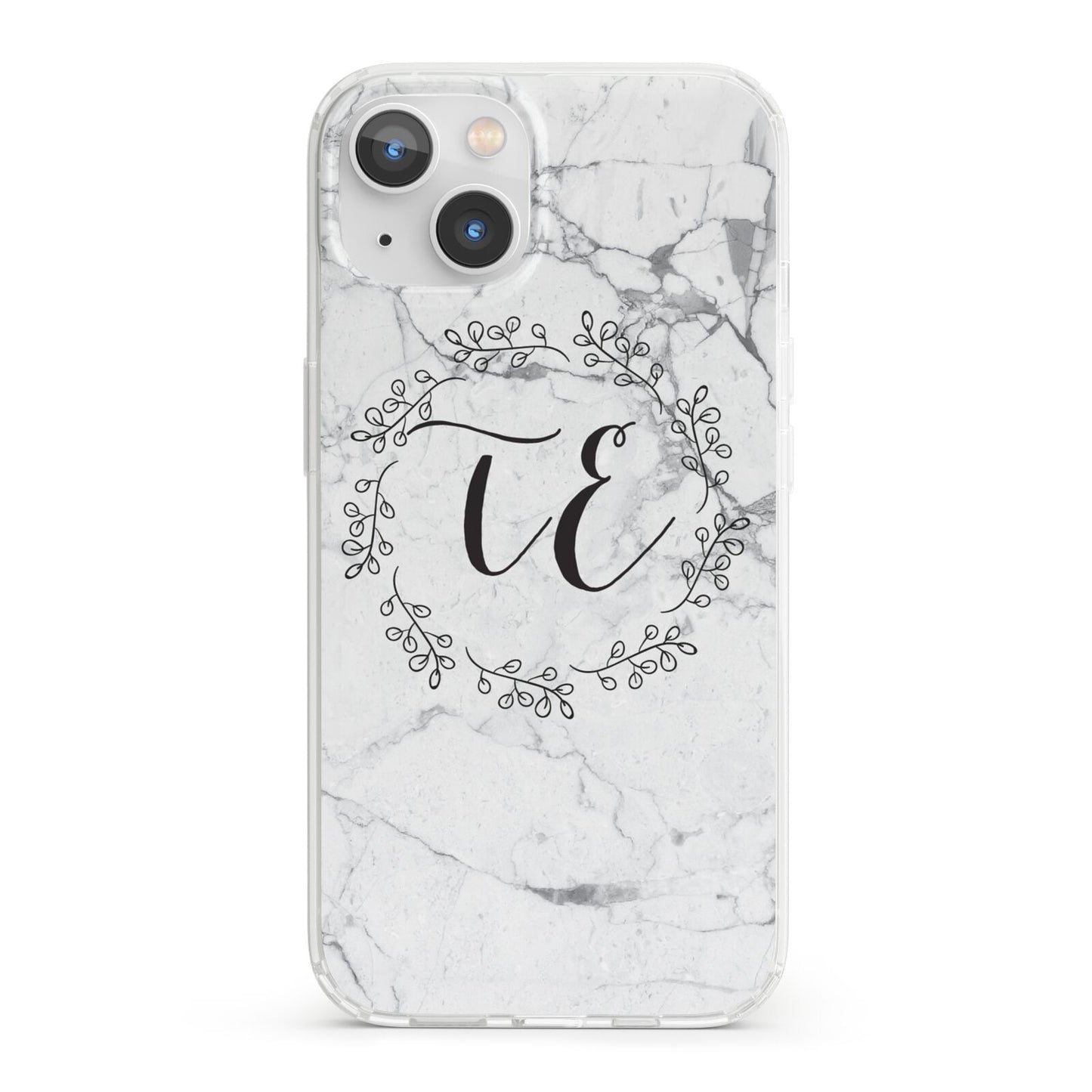 Personalised Initials Marble iPhone 13 Clear Bumper Case