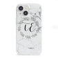 Personalised Initials Marble iPhone 13 Mini Clear Bumper Case