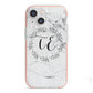 Personalised Initials Marble iPhone 13 Mini TPU Impact Case with Pink Edges